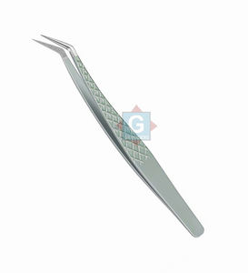 Pinzas para pestañas con punta de fibra herméticamente cerrada Pinzas de extensión de pestañas de acero inoxidable con agarre de fibra - Product Image 3