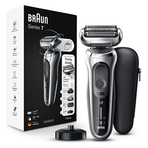Afeitadora Inalámbrica Recargable Plateada para Hombre, Maquinilla de Afeitar Eléctrica Flexible con Soporte de Carga, IPX7, Cinco Cuchillas, Uso en Seco y Húmedo - Product Image 3