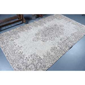 Alfombra Grande Vintage de 5.2x9.2 pies, Alfombra Turca, Alfombra Blanca Estilo Suroeste - Product Image 2