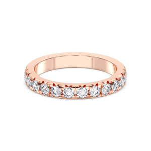 Anillo de banda de eternidad de corte redondo de diamante cultivado en laboratorio de 0,60 quilates en oro macizo de 10K/14K/18K con chapado en oro de quilates/1 K - Product Image 1