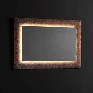 Miroir de vanité 90x62 avec éclairage LED intégré et cadre en verre fusionné bronze - Product Image 1