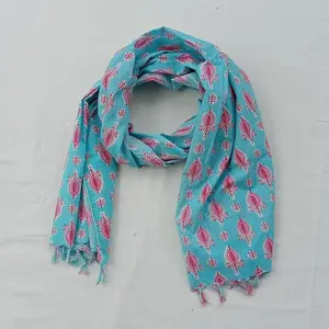 Dernier Hibiscus stylisé impression numérique 100% coton modal Style glamour écharpes douces pour les femmes motif exclusif dames châle - Product Image 4