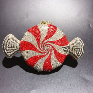 Pochette fantaisie pour <span class=keywords><strong>femme</strong></span> en forme de sucette entièrement ornée de cristaux, rouge et blanc, avec strass, <span class=keywords><strong>sac</strong></span> de soirée, vente en gros personnalisée OEM - Product Image 6
