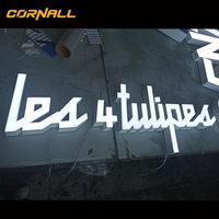 Enseigne publicitaire LED rétroéclairée 3D, lettres lumineuses personnalisées, design extérieur, acier inoxydable IP67, certifiée CE, pour commerces
