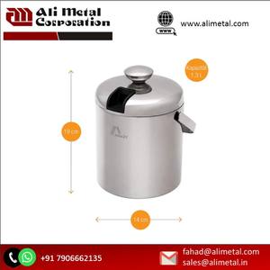 Industry Trending Modern Best Selling Stainless Steel Double Walled Ice <b>Bucket</b> With Tongs for Chilling <b>Champagne</b> & Wine Bottle - Product Image 3