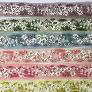 9 m. Handmade sang trọng truyền thống ren trên bướm net với đầy màu sắc thêu hoa văn Made in Ấn Độ - Product Image 3