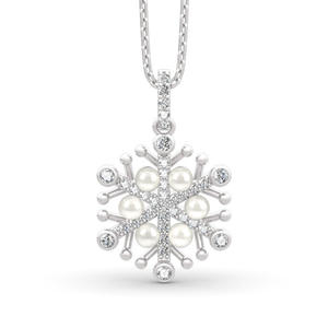Jeulia Snowflake <b>Cultured</b> <b>Pearl</b> Sterling Silver <b>Necklace</b> - Product Image 1