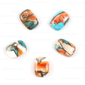 Ostra Espinosa natural cobre turquesa cuarzo 10x14mm cojín alto pulido opaco calibrado cabujón fabricación de joyas sueltas - Product Image 5