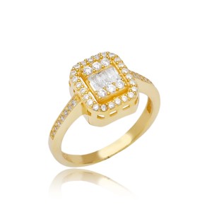 Dainty <b>White</b> Stone <b>Square</b> Shape Cluster Ring Turkish Wholesale Handcrafted 925 Sterling Silver Jewelry - Product Image 1