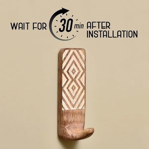 Boho Style Wooden Adhesive <b>Hooks</b> With <b>Key</b> Holder Decorative Sticky <b>Wall</b> <b>Hooks</b> for Clothing <b>Key</b> Storage No Damage to Drywall - Product Image 5