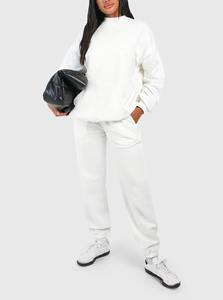 Ensemble de survêtement long d'hiver pour femmes unies coton polaire coupe ample sweat et pantalon de survêtement confortable décontracté à la mode Streetwear - Product Image 5