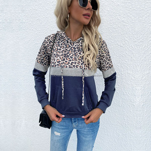 Hot Selling <b>Leopard</b> <b>Print</b> <b>Tops</b> Women's Casual Comfortable Warm Windproof Hoodie Spring Patchwork Hoodie - Product Image 2