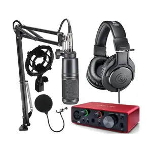 Solo 2x2 USB Audio Interface with Creative Software and Audio-Technica AT2035 Microphone Pack Includes Adjustable Boom Arm