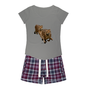 Cheetah Brothers T-shirt décontracté pour filles et short en flanelle douce pour la saison d'automne - Product Image 6