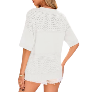 Camisas informales de punto transpirables para mujer Blusas y ropa de longitud corta - Product Image 3