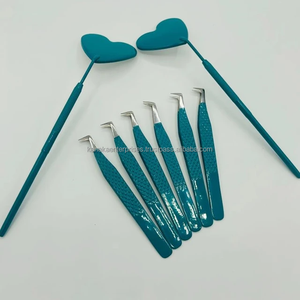 Pinces à épiler professionnelles antidérapantes en acier inoxydable à pointe lisse pour extensions de cils avec miroir à cils, logo personnalisé, tailles 12-14 cm - Product Image 3