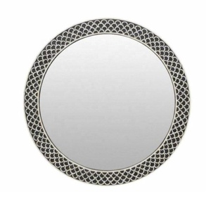 Handmade Antique Replica Bone <b>Mirror</b> <b>Frame</b> Blue Bone Inlay Round <b>Mirror</b> Decorative for Living Room Wall Decor Inlay Craft - Product Image 3