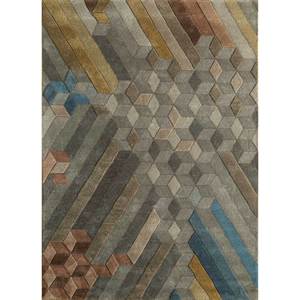 Tapis en laine et viscose tuftés à la main Acar, gris et noir, à rayures géométriques, rectangulaires, pour la maison, le salon, la chambre et le couloir - Taq-4334 - Product Image 1