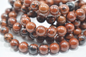 Venta al por mayor de cuentas redondas de piedra de obsidiana de caoba de 8mm grado AAA 15 "hebra completa café cuentas sueltas naturales pulseras de joyería - Product Image 2