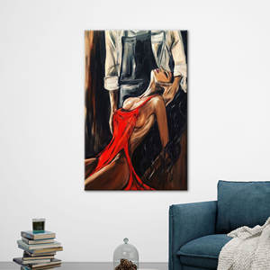 ภาพพิมพ์บนผ้าใบคู่รักโรแมนติกสมัยใหม่ ศิลปะสำหรับห้องนอนสุดโรแมนติก ของขวัญส่วนตัว พร้อมกรอบสำหรับติดผนัง - Product Image 1