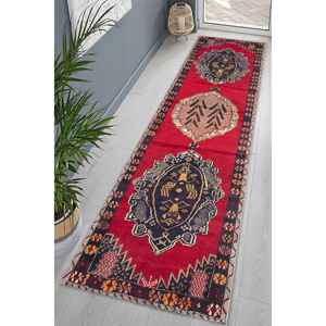 Red Kilim Design Printed Rug, Ethnic Turkish Pattern, Machine Washable,Chenille Rug - Product Image 5