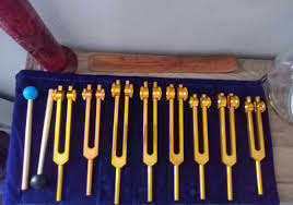 Juego de 9 Diapasones de Solfegeo y 9 Diapasones de Chakra con Peso Dorado, Afinados a .25Hz, para Sanación con Sonido - Product Image 5