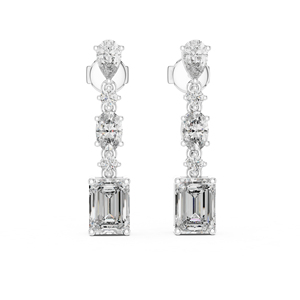 Boucles d'oreilles en or jaune 14 carats avec diamants de laboratoire taille émeraude, cadeau de luxe pour mariage ou anniversaire pour femme, 2,87 carats, certifiées IGI - Product Image 2