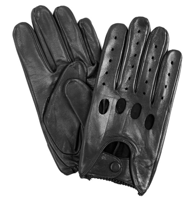 Customized Logo Men's Retro Leather Full Finger Car Driving Gloves Motorcycle Leather Drive Gloves