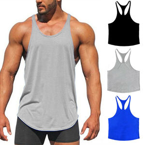 Venta al por mayor de camisetas sin mangas para hombre con logotipo personalizado de poliéster para entrenamiento gimnasio Y espalda para hombre Camiseta sin mangas con tirantes - Product Image 2