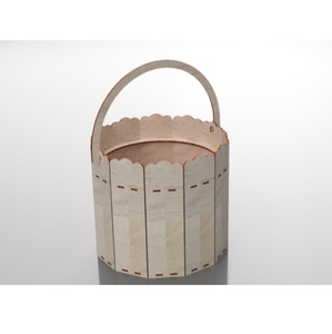 Laser Cut Birch Plywood Gift Basket with Scalloped <b>Edge</b> | DIY Craft Kit Small Wood Storage Pail Wholesale Handmade Laser Cut Box - Product Image 1