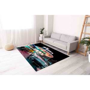 Tapis de voiture style rétro : Décoration de cuisine Drive-In des années 50, Tapis imprimé, Tapis doux non tissé - Product Image 5