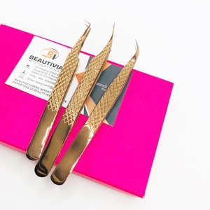 Pince à épiler d'extension de cils en acier inoxydable durable or rose Pince à épiler classique et volumineuse testée à la main - Product Image 3