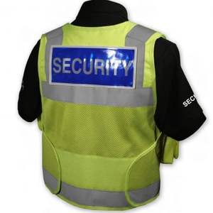 Gilet de sécurité multifonctionnel haute visibilité réfléchissant avec fermeture éclair avant, couleur et logo personnalisables, pour guide canin tactique et agent de sécurité - Product Image 2