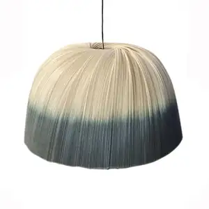 Handwoven sürdürülebilir mavi şerit bambu asılı ışık İskandinav kolye ışıkları bambu rattan lamba gölge ev dekorasyon için