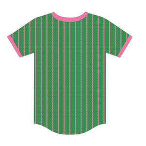 Jersey de Béisbol Verde para Hermandad Femenina, Estilo Casual y Elegante, Color Rosa y Verde - Product Image 6