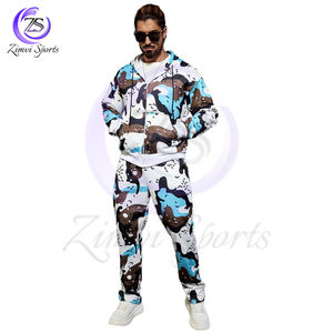 Nueva moda, producto de alta demanda, ropa de calle, estampado de camuflaje personalizado, Sudadera con capucha y bolsillos, conjunto de pantalones de chándal para hombres - Product Image 4