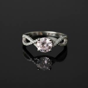 Bague de fiançailles en argent 925 Morganite rose clair naturelle Diamant CZ Minimaliste Sertie en canal Certifiée par un tiers Symbole religieux - Product Image 5