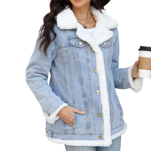 Veste en jean haute performance pour femmes, design classique, look streetwear, couleur unie, look élégant, veste en jean - Product Image 5