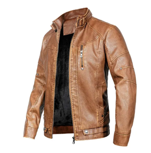 Chaqueta de cuero de moda para hombre de cuero genuino de calidad superior negro marrón abajo tallas largas chaqueta de cuero para hombre - Product Image 1
