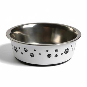 Comedero para Perros Creativo de Acero Inoxidable Plateado, Plato para Mascotas con Patrón Floral en Relieve y Base, Lavable a Máquina - Product Image 6