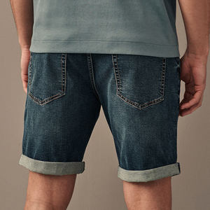 Pantalones cortos de mezclilla de cintura alta para hombre de diseñador informal de moda de verano estilo recto decoración de cristal lavado de colores ropa de calle Formal - Product Image 4