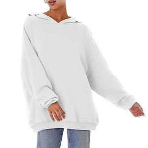 Sweat à capuche lourd surdimensionné pour femmes manteau d'hiver décontracté de haute qualité avec logo contrastant capuche brodée conception longue doublée - Product Image 5