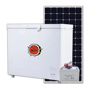 High quality DC 12V24V220V deep chest solar freezer 208L single door stainless steel directly cooling sikelan compressor