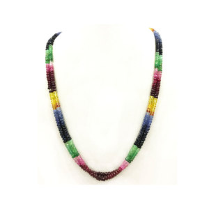 High Quality Natural Emerald <strong>Ruby</strong> Necklace Sapphire Faceted Beads <strong>String</strong> 3 Line Gemstone - Product Image 5