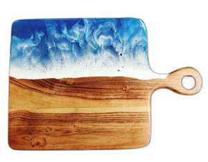 Planche à découper créative en bois et résine avec sous-verre pour fromage charcuterie planche alimentaire adresse artisanat d'Inde - Product Image 2