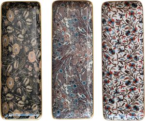 ชุดถาดโลหะเคลือบเงาลายดอกไม้สีทอง3ชิ้นเป็นมิตรต่อสิ่งแวดล้อมดีไซน์สุดสร้างสรรค์ลายดอกไม้หรูหราออกแบบได้ตามที่ต้องการ - Product Image 3