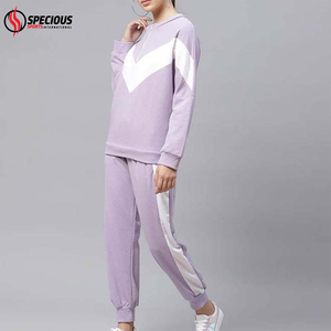 Ensemble de survêtement décontracté pour femme, respirant et confortable, coupe ample, 100% coton, hiver, capuche, uni, taille élastique, polaire - Product Image 2