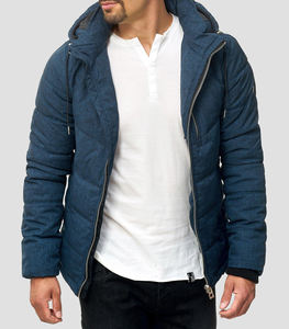 เสื้อแจ็คเก็ตผ้าแคนวาสกันลมสำหรับฤดูหนาว สไตล์วินเทจ แบบยูนิเซ็กซ์  ตกแต่งด้วยโลโก้ด้านหน้า  บุนวมแบบควิลท์  สามารถปรับแต่งได้ - Product Image 4