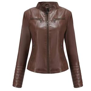 Chaqueta de piel sintética para mujer, diseño de cremallera con forro suave, chaqueta de cuero artesanal minimalista para ropa de moda informal diaria - Product Image 6