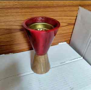 Brûleur d'encens élégant en métal et bois de style arabe avec forme de calice classique pour la décoration religieuse de la maison et les rituels parfumés raffinés - Product Image 3